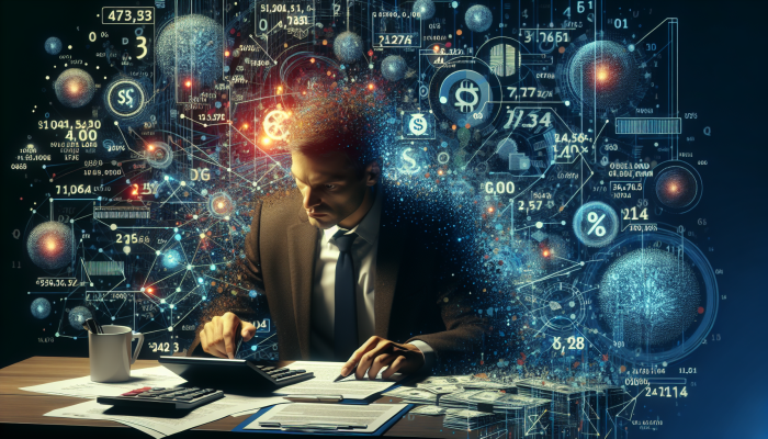 Person analyzing financial chart of interest rates and fees, with loan documents and calculator.