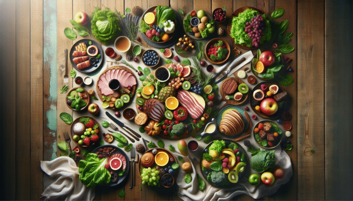 A gourmet meal elegantly displayed on a rustic table, demonstrating effective composition techniques in food photography.