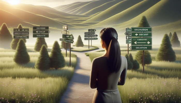 A Guide to Debt Consolidation for Retirees | DCL A retiree evaluates various debt consolidation options in a serene environment.