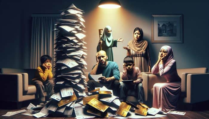 Debt Consolidation for Energy Bill Arrears: Key Strategies | DCL Stressed family in Birmingham home reviews debt consolidation loan document amid bills, faces shifting from worry to relief.