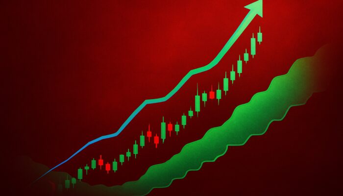 Dynamic stock chart with Ichimoku Cloud: Tenkan-sen crossing above Kijun-sen in green, signaling bullish momentum.